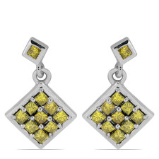  Ezüst Fülbevaló Sárga Gyémánttal, Y50982 fülbevaló