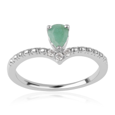 Ezüst Gyűrű 0.56ct Brazil Smaragddal és Fehér Topázzal - ROS997 gyűrű