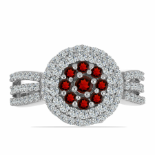  Ezüst Gyűrű Barton Gránáttal és Fehér Topázzal, Y59493/57 gyűrű