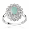  Ezüst Gyűrű Brazil Smaragddal (1.08ct) és Fehér Topázzal