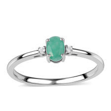  Ezüst Gyűrű Brazil Smaragddal és Fehér Topázzal gyűrű