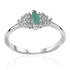  Ezüst Gyűrű Brazil Smaragddal és Fehér Topázzal gyűrű