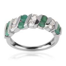  Ezüst Gyűrű Brazil Smaragddal és Fehér Topázzal gyűrű