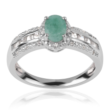  Ezüst Gyűrű Brazil Smaragddal és Fehér Topázzal - 1.01 Karát gyűrű