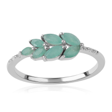  Ezüst Gyűrű Brazil Smaragddal és Fehér Topázzal - 1.06 Karát gyűrű