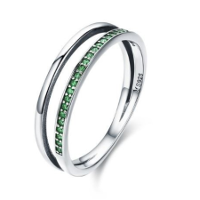  Ezüst gyűrű kristályokkal, zöld, 8-as méret gyűrű