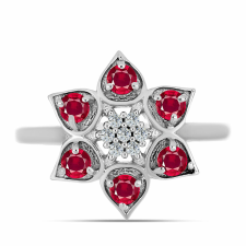  Ezüst Gyűrű Madagaszkári Rubinnal és Fehér Topázzal, Y62058/59 gyűrű