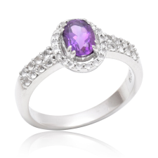  Ezüst Gyűrű Marokkói Ametiszttel és Fehér Topázzal, XMP137/57 gyűrű