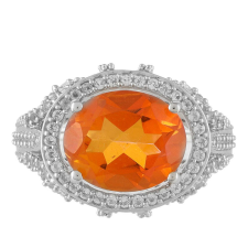Ezüst Gyűrű Padparadschai Kvarccal és Fehér Topázzal, PCY10575/54 gyűrű