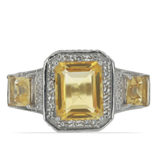  Ezüst Gyűrű Ural Citrinnel és Fehér Topázzal, Y49293/59 gyűrű