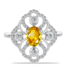  Ezüst Gyűrű Ural Citrinnel és Fehér Topázzal, Y60474/57 gyűrű