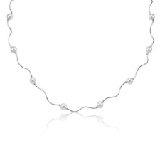  Ezüst Hullámos Gyöngyös Nyaklánc - Állítható nyaklánc