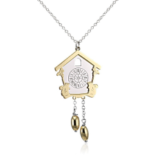  Ezüst Kakukkos Óra Medál Lánccal—keskeny nyaklánc