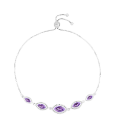  Ezüst Karkötő Rose De France Ametiszttel, Y60447 karkötő