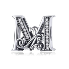  Ezüst M betű medál cirkónium kristállyal medál