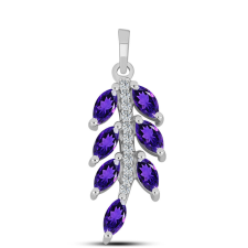  Ezüst Medál Marokkói Ametiszttel és Fehér Topázzal, Y60083 medál