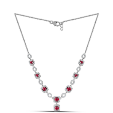  Ezüst Nyaklánc Madagaszkári Rubinnal és Fehér Topázzal, Y61161 nyaklánc