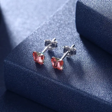  Ezüst Pillangó Alakú Fülbevaló Barack Színű Swarovski® Kristállyal fülbevaló