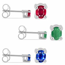 Ezüst Szett Madagaszkári Rubinnal és Brazil Smaragddal ( Fülbevaló ), Y59853 fülbevaló