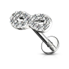  Ezüst Színű 316L Orvosi Acél Egyenesszárú Labret Piercing Kövekkel Díszített Végtelen Jellel