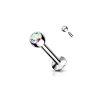  Ezüst Színű 316L Orvosi Acél Egyenesszárú Labret Piercing Színjátszós Kővel