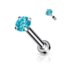  Ezüst Színű 316L Orvosi Acél Egyenesszárú Labret Piercing Világos Kék Kővel (1,2mm szárvastagság)