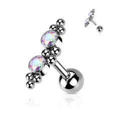  Ezüst Színű 316L Orvosi Acél Hologramos Kövekkel Díszített Egyenesszárú Barbell Piercing egyéb ékszer