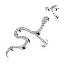  Ezüst Színű 316L Orvosi Acél Köves Kígyó Alakú Egyenesszárú Labret Piercing egyéb ékszer
