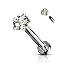  Ezüst Színű Cirkónia Kövekkel Díszített 316L Orvosi Acél Labret Piercing (6mm) egyéb ékszer