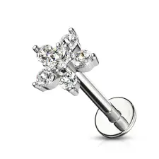  Ezüst színű cirkónia köves virág alakú piercing 8mm egyéb ékszer