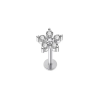  Ezüst Színű Rozsdamentes Acél Egyenesszárú Labret Piercing Kövekkel Díszített Virággal