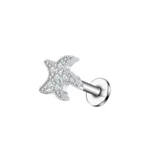  Ezüst Színű Rozsdamentes Acélból Készült Csillag Alakú Strasszköves Labret Piercing egyéb ékszer