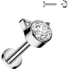  Ezüst Színű Titánium Egyenesszárú Labret Piercing Kővel