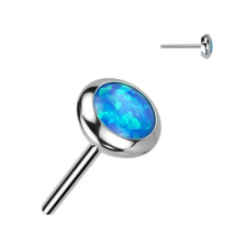  Ezüst Színű Titánium Piercing Vég Fehér Kék Kővel - 3 mm egyéb ékszer