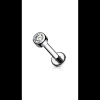  Ezüst Színű Titánium Push-in Labret Piercing Kővel