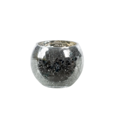  Ezüst színű üveg gömb gyertyatartó dekoráció