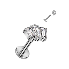  Ezüst SzínűTitánium Egyenesszárú Labret Piercing Kövekkel Díszítve egyéb ékszer