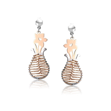  Ezüst Toscana Virágos Váza Fülbevaló—kerek fülbevaló