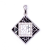  Ezüst zománcozott cirkónia köves medál "fek-feh.négyzet"