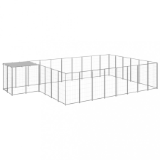  Ezüstszínű acél kutyakennel 15,73 m² szállítóbox, fekhely kutyáknak