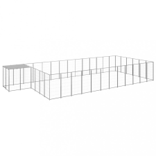  Ezüstszínű acél kutyakennel 22,99 m² szállítóbox, fekhely kutyáknak