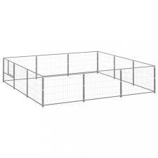  Ezüstszínű acél kutyakennel 9 m² szállítóbox, fekhely kutyáknak