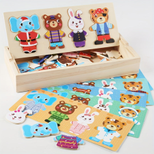 Fa állatos öltöztetős puzzle, logikus gondolkodást fejlesztő játék puzzle, kirakós