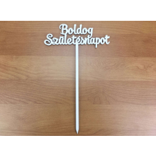 Fa - Beszúrós "Boldog születésnapot" felirat fehér 15cm dekorációs kellék