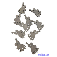  Fa dekor trombitás angyal - Szürke dekorációs kellék