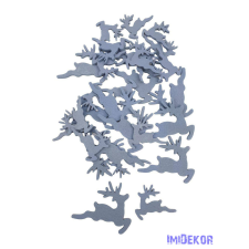  Fa dekor ugró rénszarvas mix - Szürke dekorációs kellék