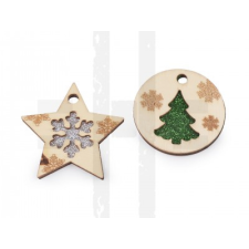  Fa dísz glitterekkel - 2 db dekorációs kellék