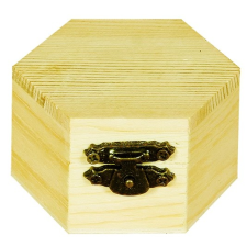  Fa doboz mini hatszög 6cm x 4cm dekorálható tárgy