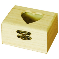 Fa doboz MINI szív betéttel 8cm x 4,5cm x 6cm dekorálható tárgy
