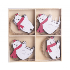  Fa karácsonyfa függő dísz - jegesmedvék sálban 8 db-os karácsonyfadísz